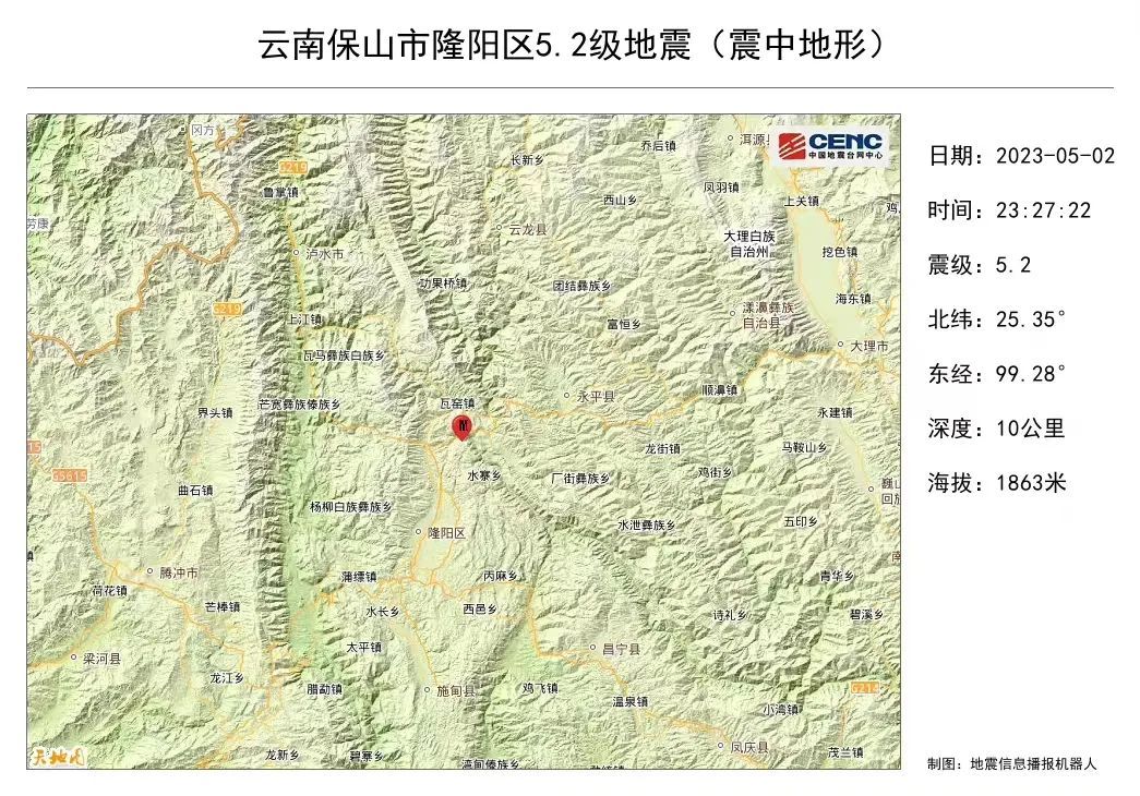 云南保山5.2级地震 大理等地有震感