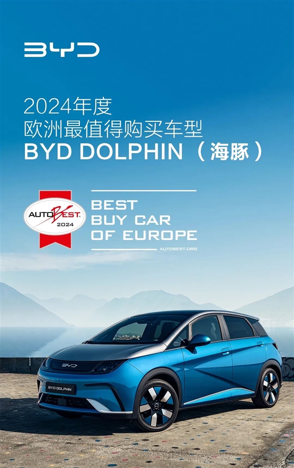 比亚迪海豚再获重磅大奖：2024年欧洲最值得购买汽车 ！-第1张图片