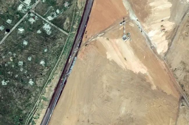 卫星图片显示埃及紧急建墙 开始为巴以局势最坏的情况做准备